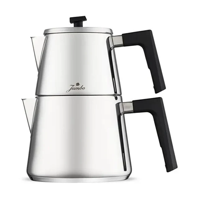 Jumbo Dynamic Steel Theepot Set | Authentieke Turkse RVS Theepot (1,0 / 1,9 Liter)