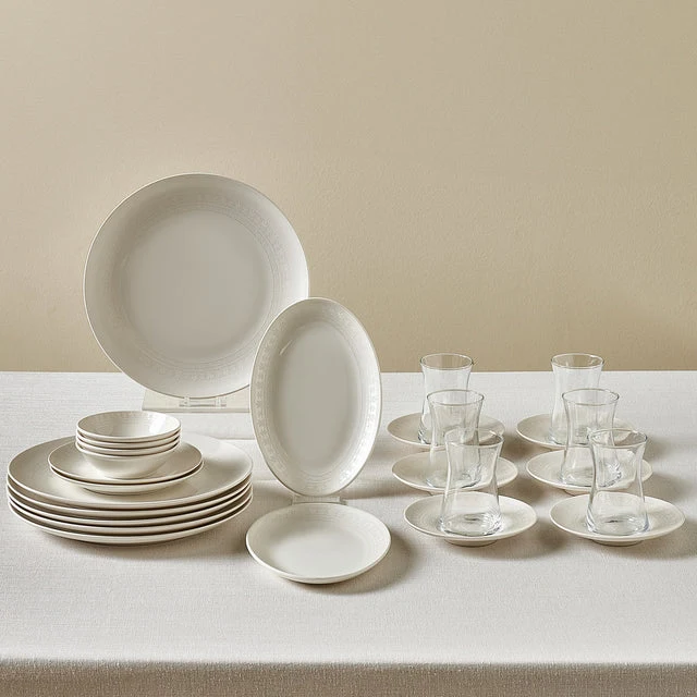 Karaca Artiste Bone China Ontbijtset 20-delig | 6 personen – Wit