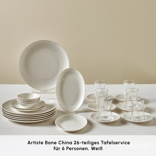Karaca Artiste Bone China Ontbijtset 20-delig | 6 personen – Wit