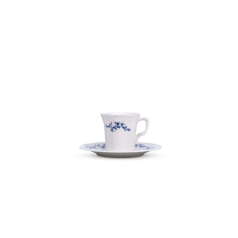Flower Retro Blue Cappuccino/Nescafeset 12-Delig | 6-Persoons