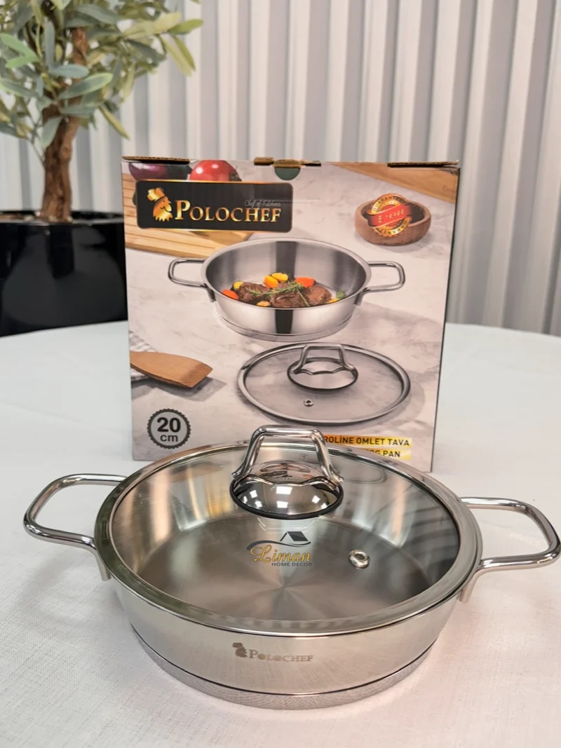 Polochef Proline omeletset met deksel RVS | 20 cm