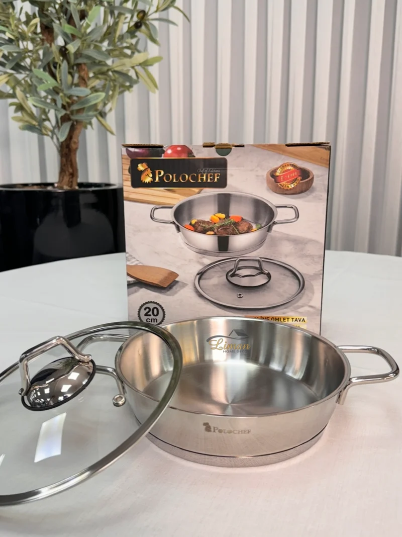 Polochef Proline omeletset met deksel RVS | 20 cm