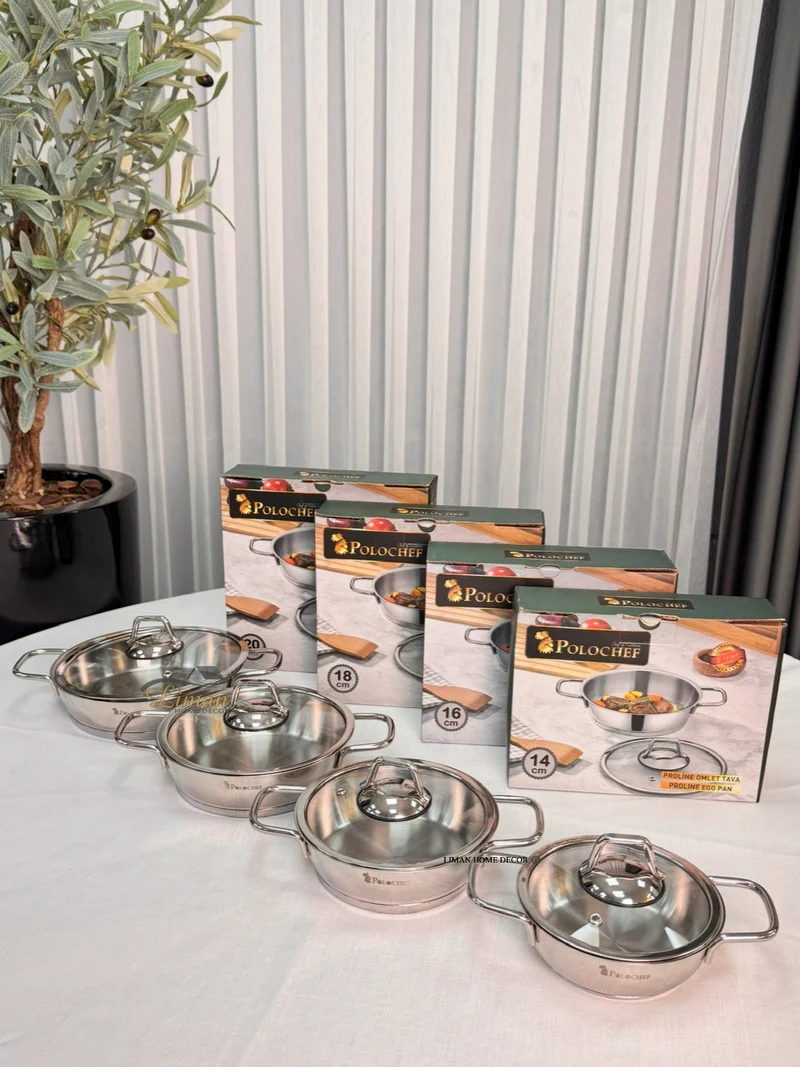 Polochef Proline omeletset met deksel RVS 14 cm