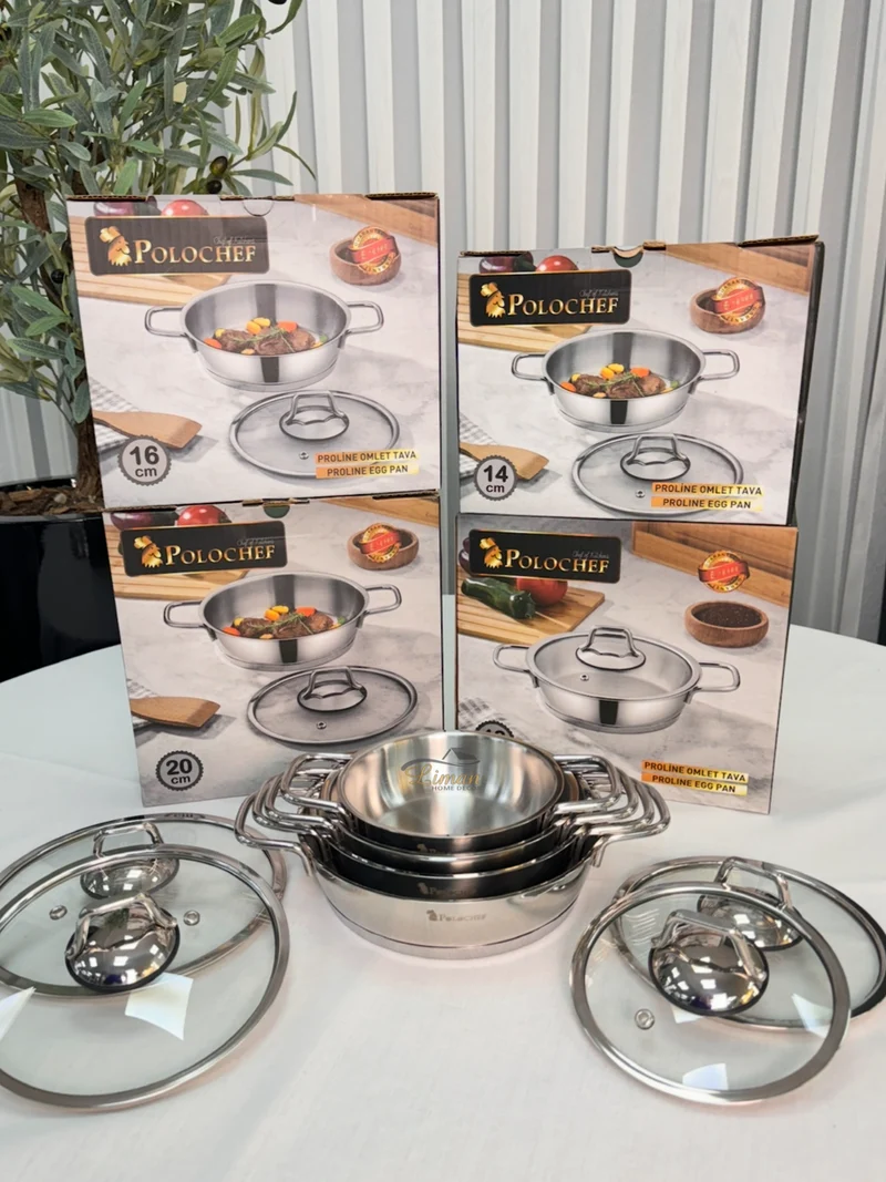 Polochef Proline omeletset met deksel RVS 14 cm