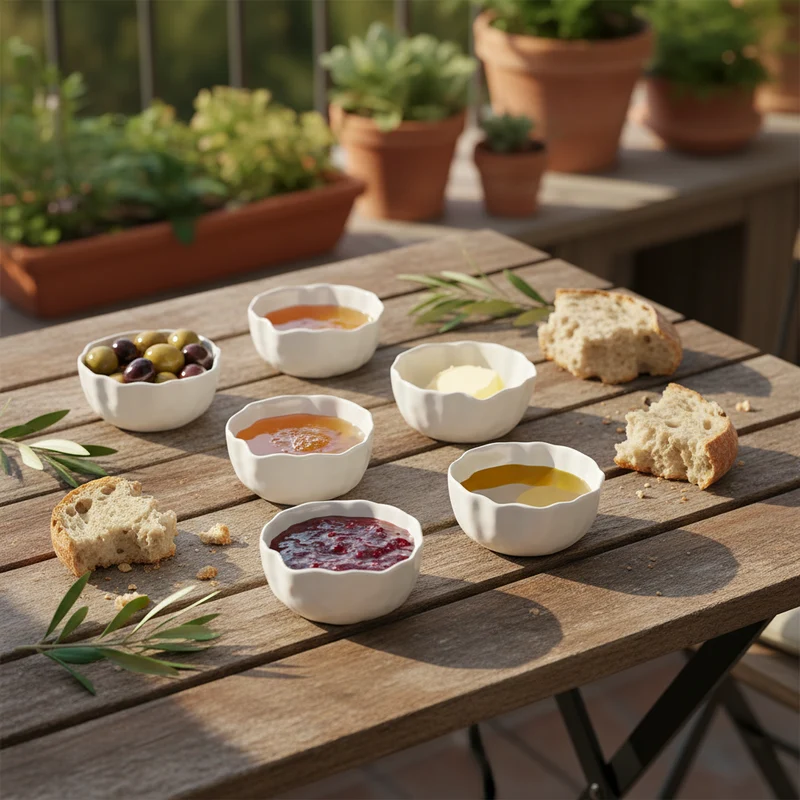 Angles Saus- / Snack Kommenset 8,7 cm | 6 Delig Wit