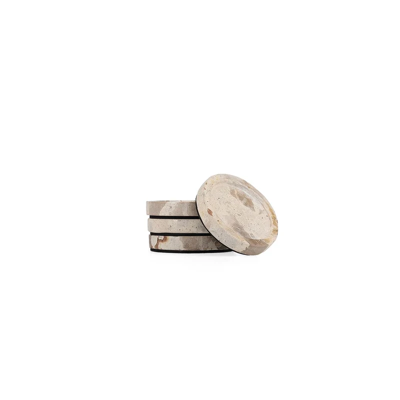 OPUS GLASONDERZETTER MARMER BEIGE- SET VAN 4