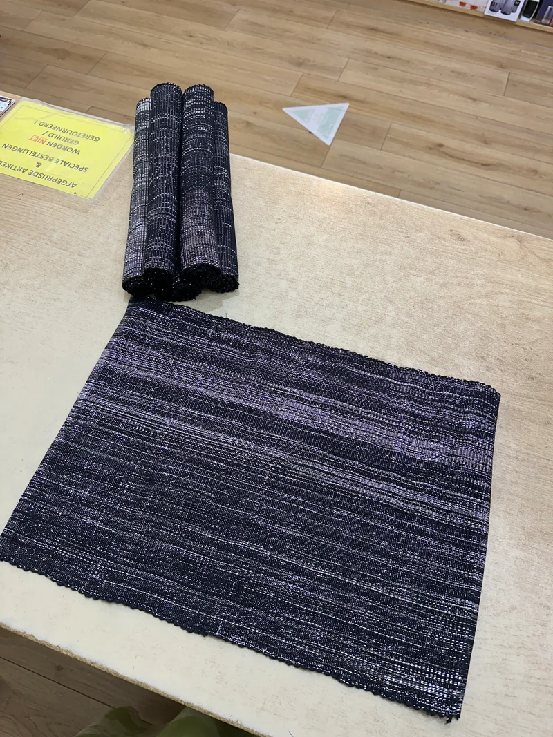 Placemat set 6 delig zwart - zilver