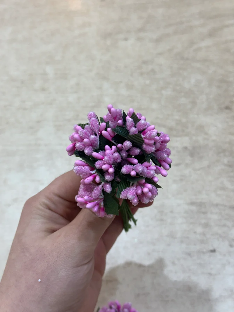 12 stuks bloemenst - nepbloemen -decoratie -mini-bloemen-roze-planten-knutselen - krans