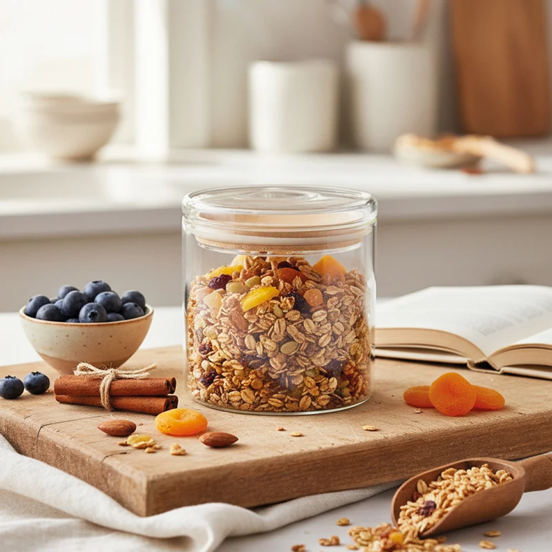 MONO Borosilicaatglas Voorraadpot / opbergpot / Bewaardoos - met deksel – 700 ml ( Per Stuk )