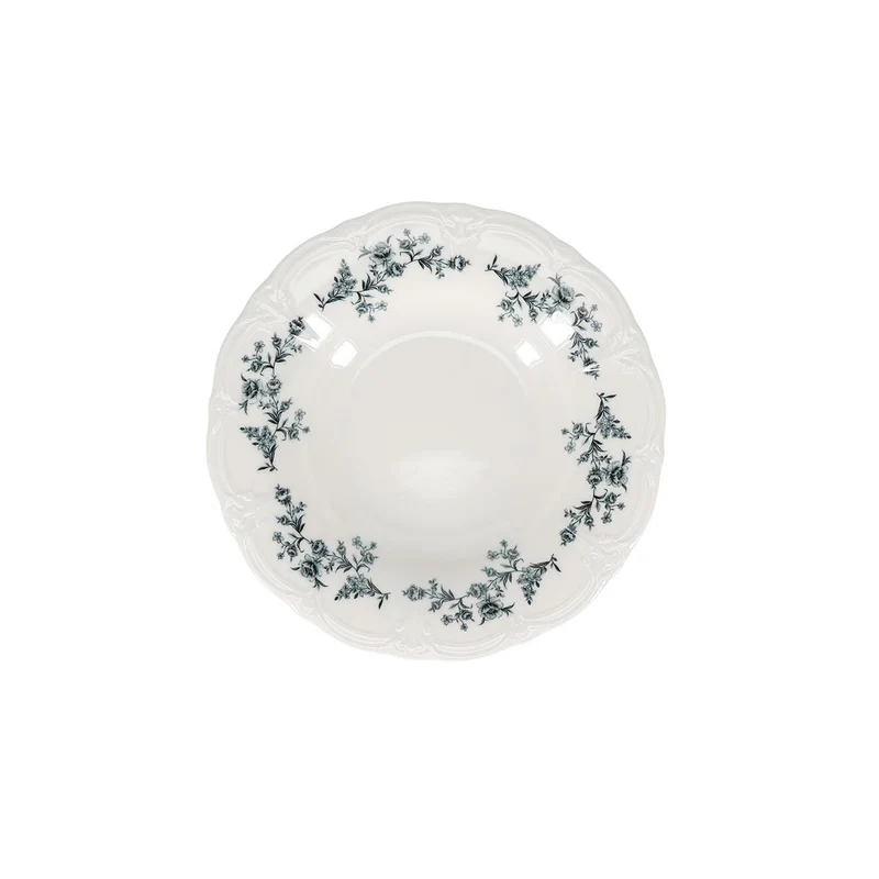 Diep bord 23,5/14xH4cm black flower Retro
