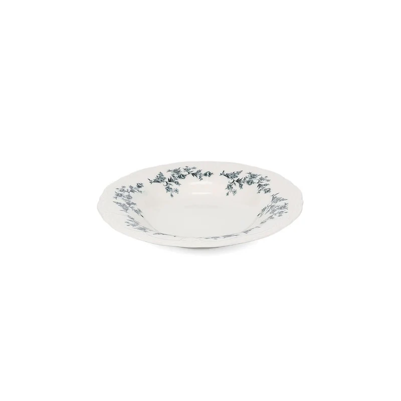 Diep bord 23,5/14xH4cm black flower Retro