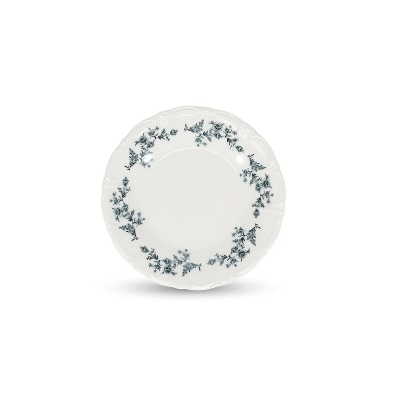 Plat bord 20,5cm black flower Retro