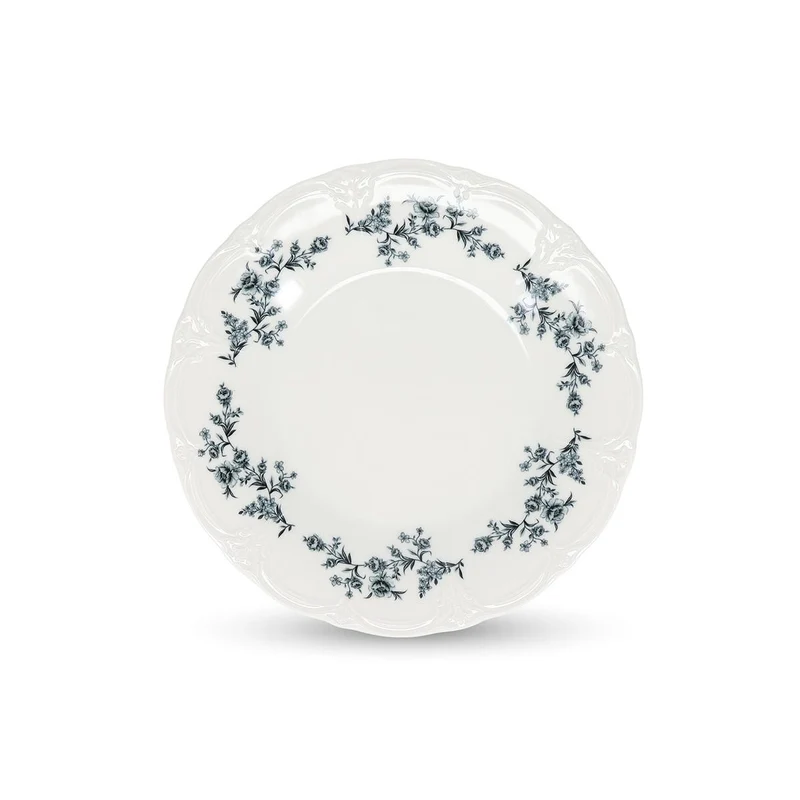 Plat bord 27 cm black flower Retro
