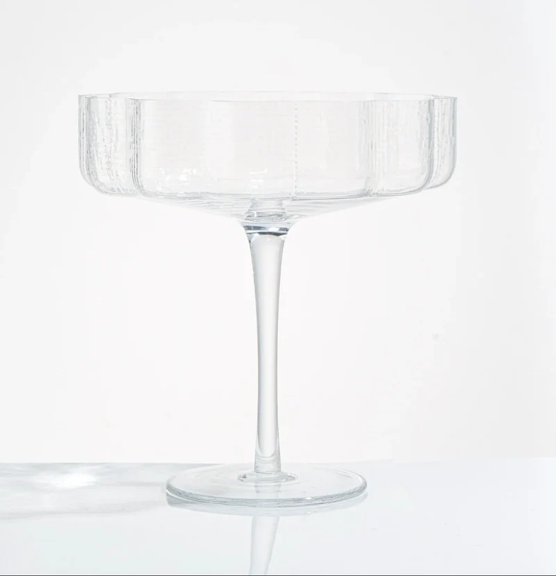 Flower Glazen serveerschaal op voet – fruit- en patisserieschaal, Ø22 × H24 cm