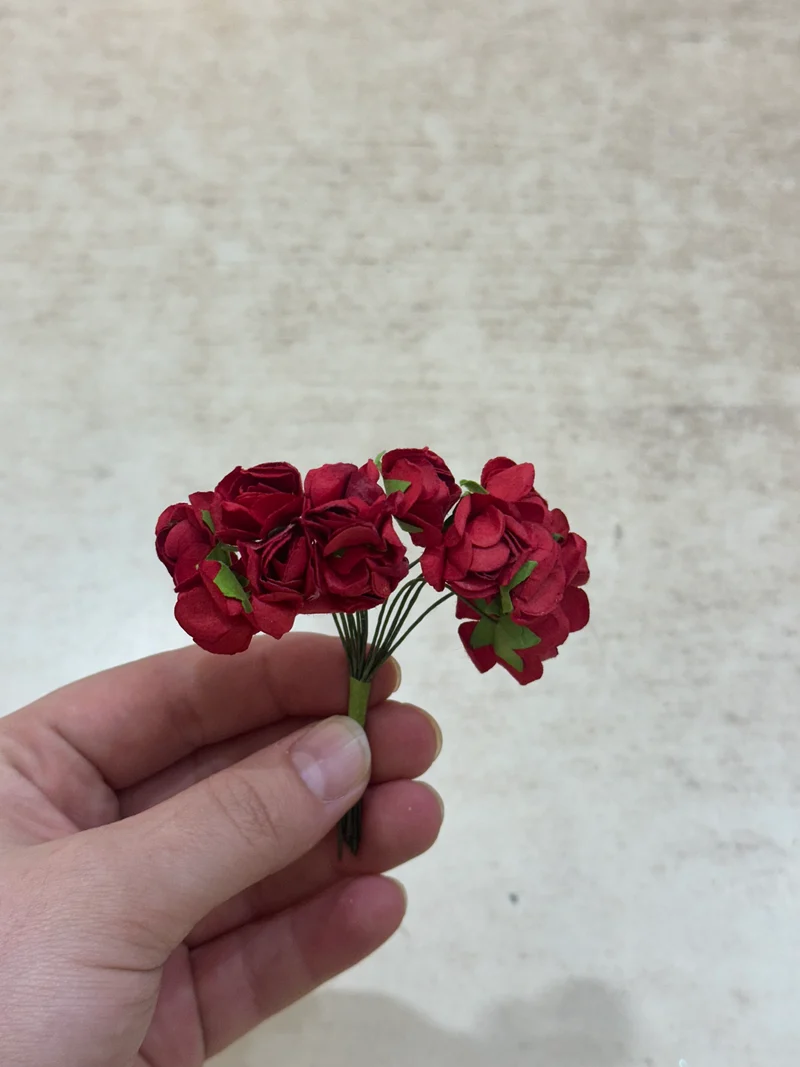 Peper Flower Kunstmatige bloemen – Set van 12 - Rood met Steel voor Bruidsboeketten, Tafeldecoratie, Bloemstukken, Feesten, Babyshowers en Woondecoratie