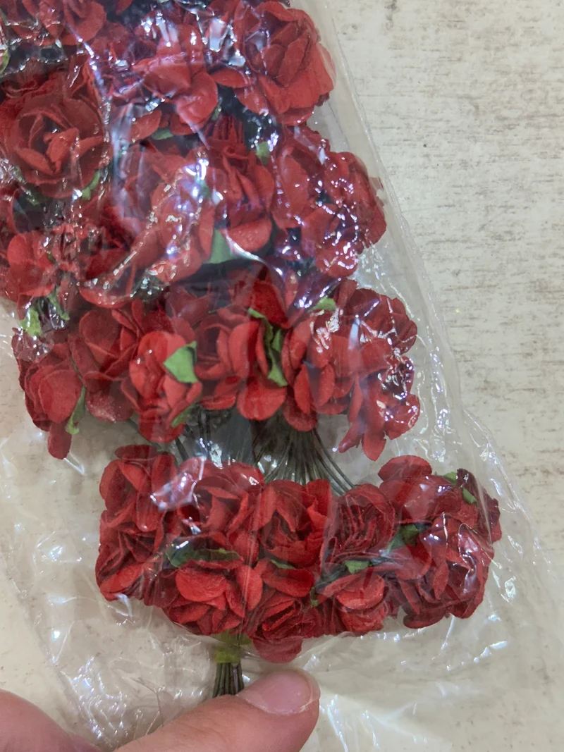 Peper Flower Kunstmatige bloemen – Set van 12 - Rood met Steel voor Bruidsboeketten, Tafeldecoratie, Bloemstukken, Feesten, Babyshowers en Woondecoratie