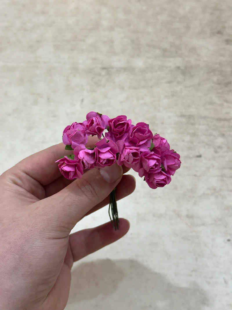Peper Flower Kunstmatige bloemen – Set van 12 - Roze met Steel voor Bruidsboeketten, Tafeldecoratie, Bloemstukken, Feesten, Babyshowers en Woondecoratie