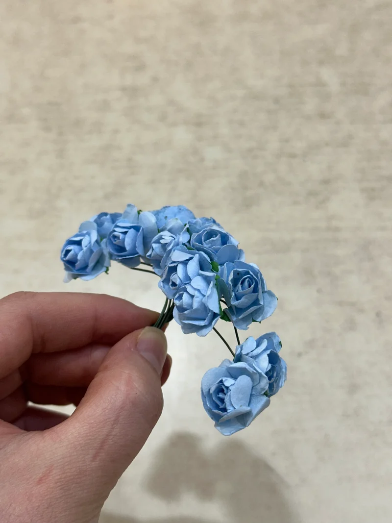 Peper Flower Kunstmatige bloemen – Set van 12 - blauw met Steel voor Bruidsboeketten, Tafeldecoratie, Bloemstukken, Feesten, Babyshowers en Woondecoratie