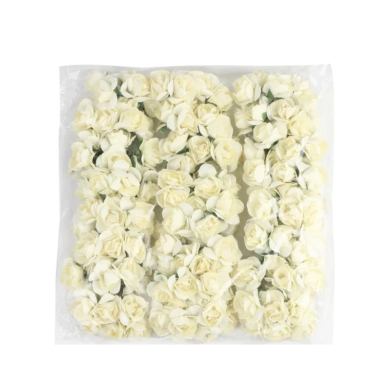 Peper Flower Kunstmatige bloemen – Set van 6 - Cream White met Steel voor Bruidsboeketten, Tafeldecoratie, Bloemstukken, Feesten, Babyshowers en Woondecoratie