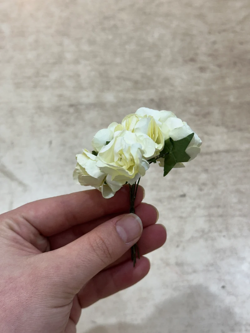 Peper Flower Kunstmatige bloemen – Set van 6 - Cream White met Steel voor Bruidsboeketten, Tafeldecoratie, Bloemstukken, Feesten, Babyshowers en Woondecoratie