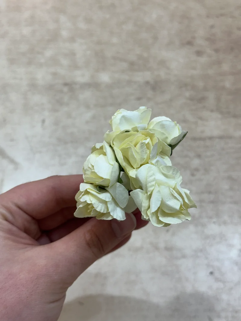 Peper Flower Kunstmatige bloemen – Set van 6 - Cream White met Steel voor Bruidsboeketten, Tafeldecoratie, Bloemstukken, Feesten, Babyshowers en Woondecoratie