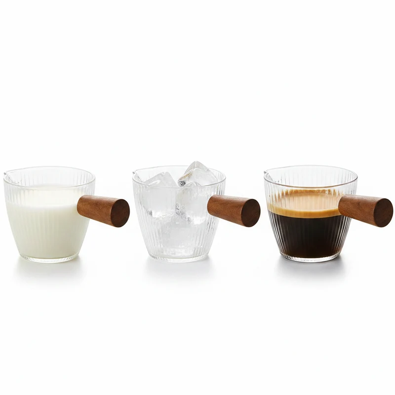 Glazen Melkkannetje - Sauskom met handvat - Koffie serveren - Mini formaat - 120 ml - Transparant