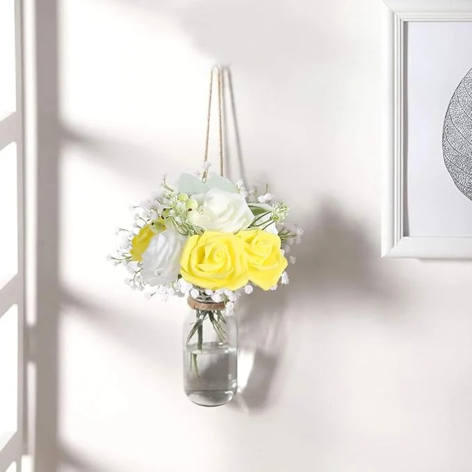 Kunstmatige rozenbloemkoppen – 6 stuks Geel kunstrozen van schuim voor doe-het-zelf bruidsboeketten, tafeldecoraties, bloemstukken, feesten, babyshowers en woondecoratie (zonder steel, Geel).