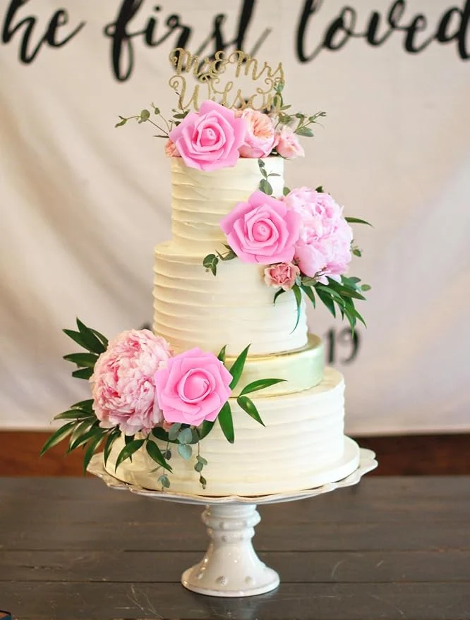 Kunstmatige rozenbloemkoppen – 6 stuks Roze kunstrozen van schuim voor doe-het-zelf bruidsboeketten, tafeldecoraties, bloemstukken, feesten, babyshowers en woondecoratie (zonder steel, Roze).