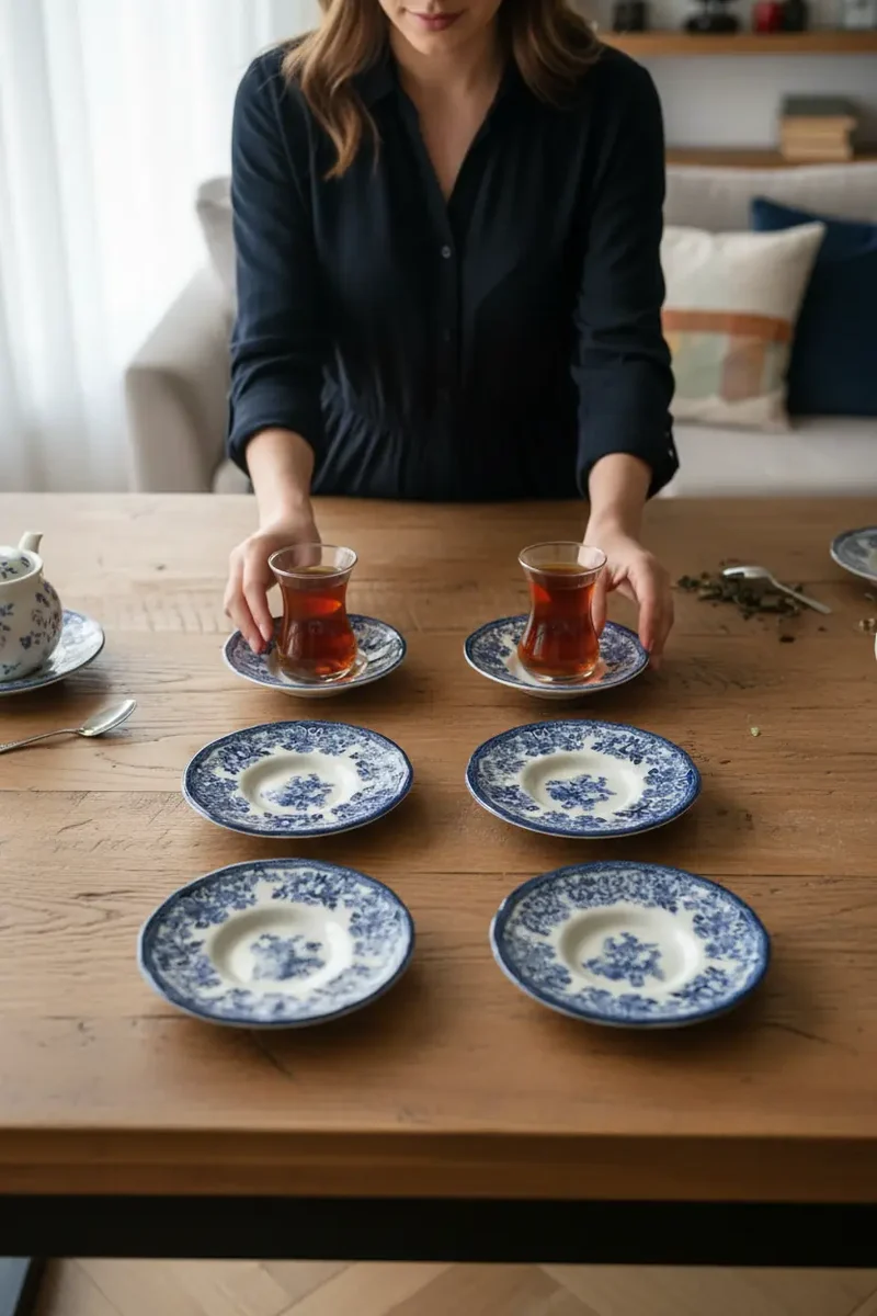 New Vintage Navy Theeschotel | 6 delig