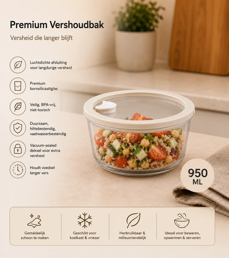 Vera Vershoudbak Rond | 950 ML | Beige-transparant