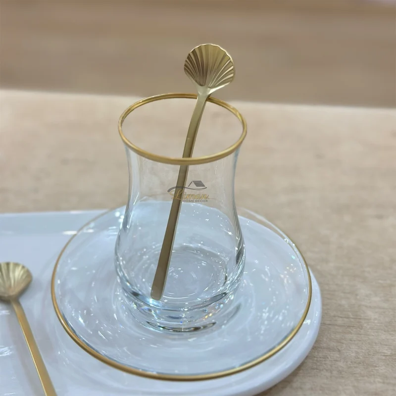LUXE SCHELP THEELEPEL 6-DELIG MAT GOUD
