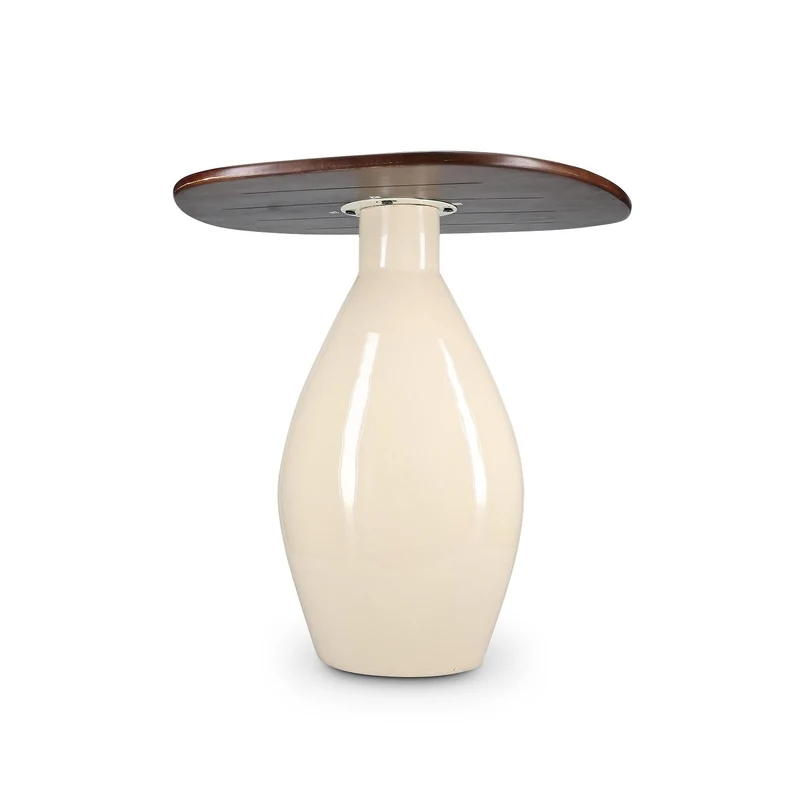 Mio Bijzettafel 50x45xH50cm met houten blad ivory