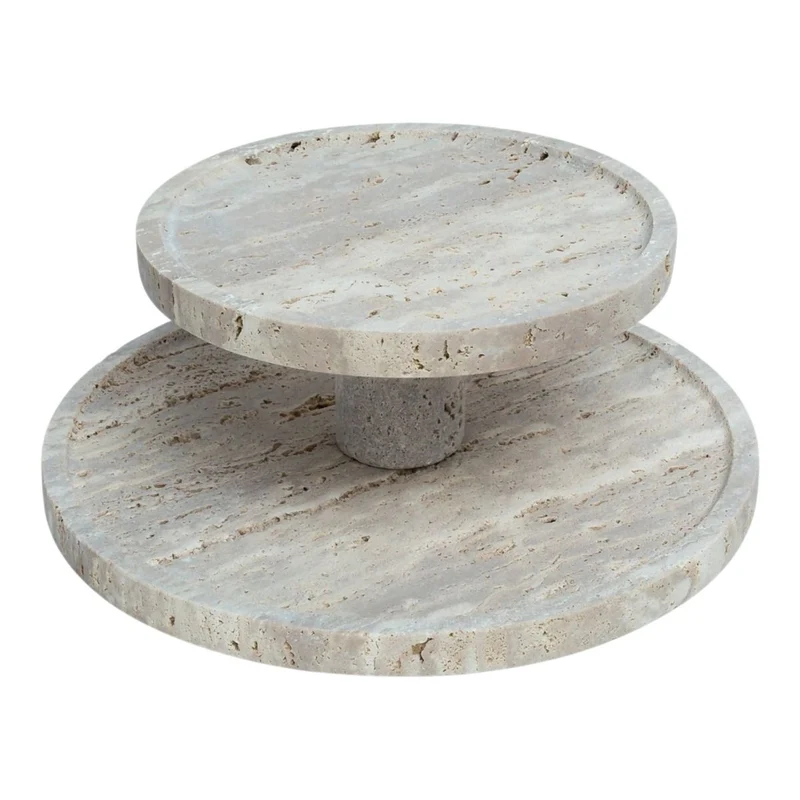 TRAVERTINE ETAGÈRE 2-LAAGS | Ø20 - Ø28 CM