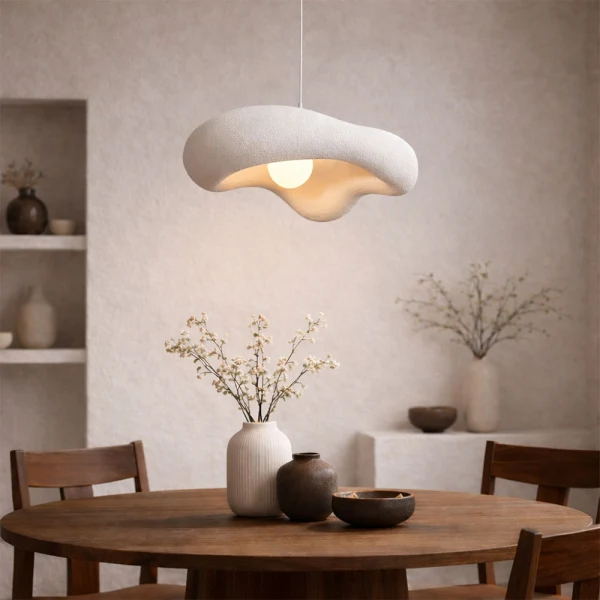 Japandi Hanglamp Ø 50 cm Zenica Wit Steenlook