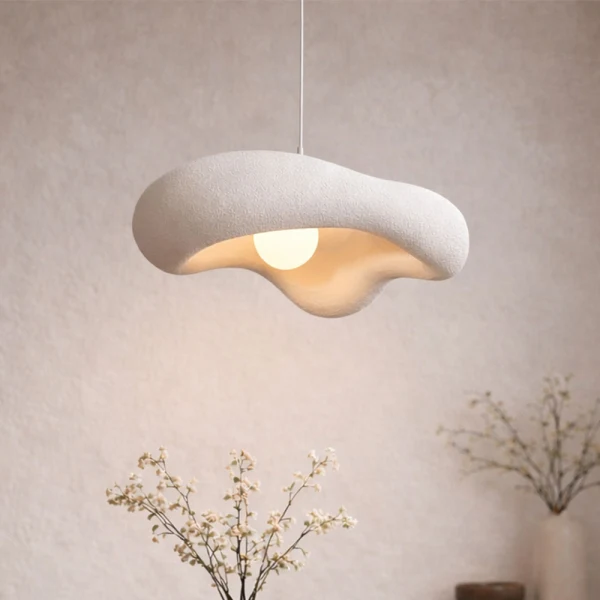 Japandi Hanglamp Ø 50 cm Zenica Wit Steenlook