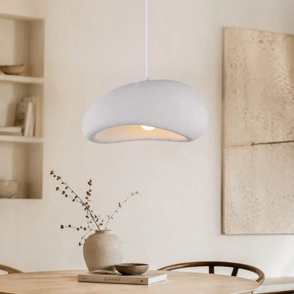 Japandi Hanglamp Ø 60 cm Vaduz Wit Steenlook
