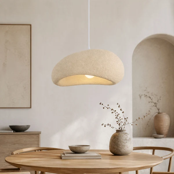Japandi Hanglamp Ø 60 cm Vaduz Beige Steenlook