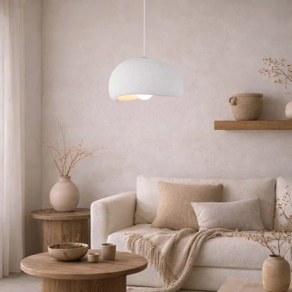 Japandi Hanglamp Ø 40 cm Tuzla Wit Steenlook