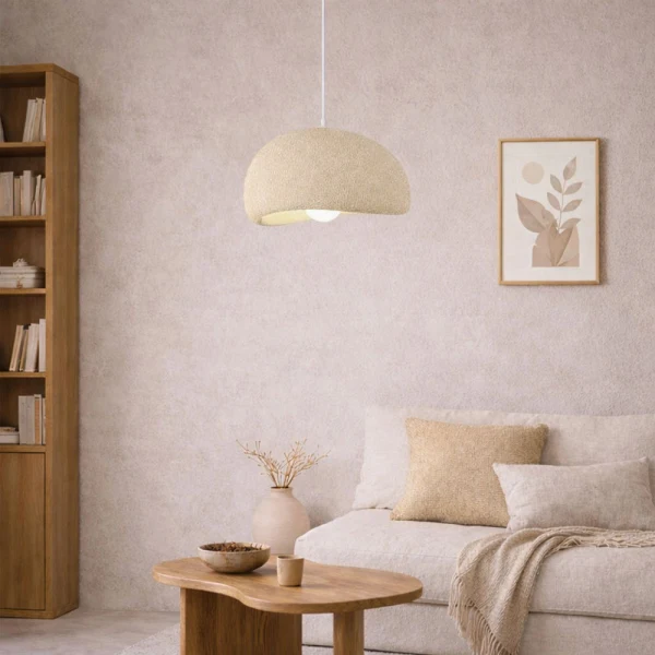 Japandi Hanglamp Ø 40 cm Tuzla Beige Steenlook