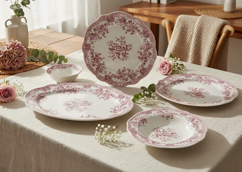 Rose Flora Serviesset 25 Delig | 6 Persoons Vintage ( Fleury - Cyril )