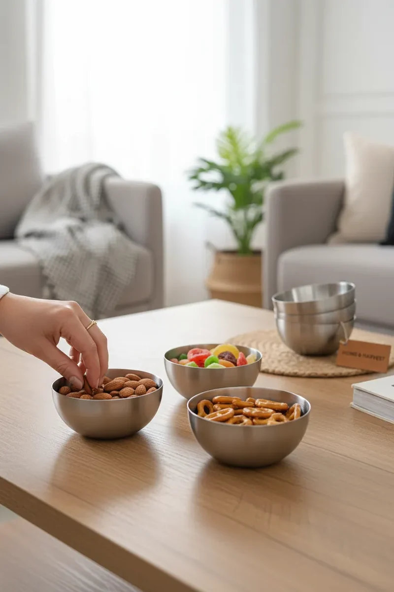 Silvara ( Aura ) RVS Dip- / Snackschalen Ø9 cm ( 6 Delig )
