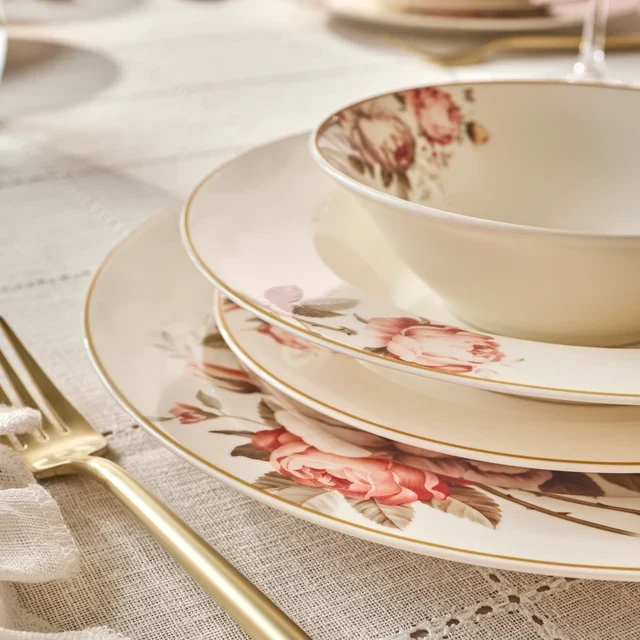 Karaca Bone China Rosie Serviesset 24-delige | 6 Personen