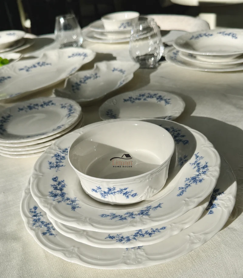 Retro Blue - White Serviesset 24 Delig | 6 Persoons