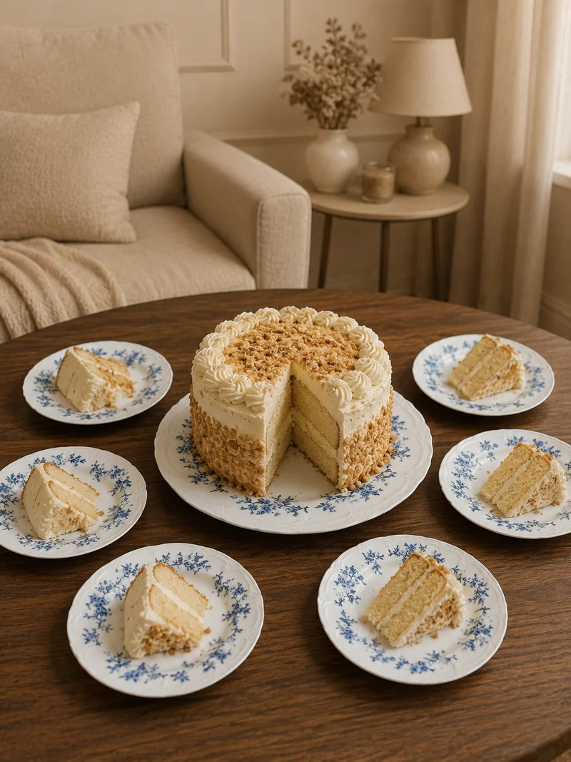 Retro Blauw flower Gebaksset 7 Delig
