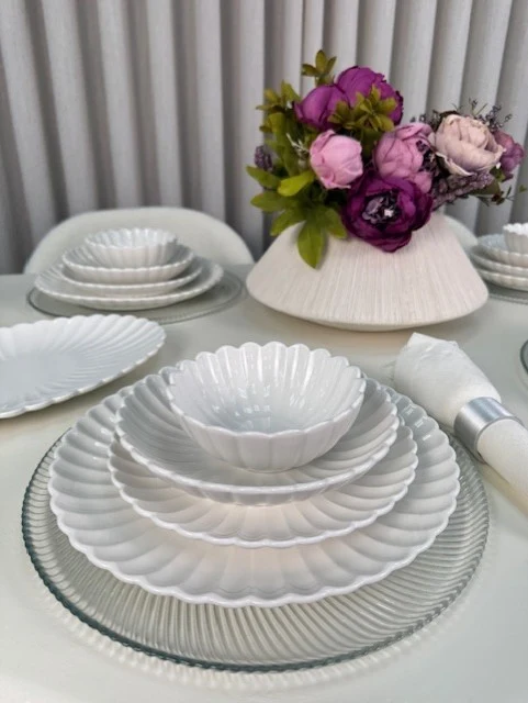 Nieuw Julia Serviesset 25 Delig | 6 Persoons Wit ( Paris ) ( Lotus )