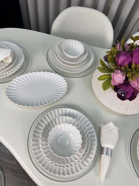 Nieuw Julia Serviesset 25 Delig | 6 Persoons Wit ( Paris ) ( Lotus )