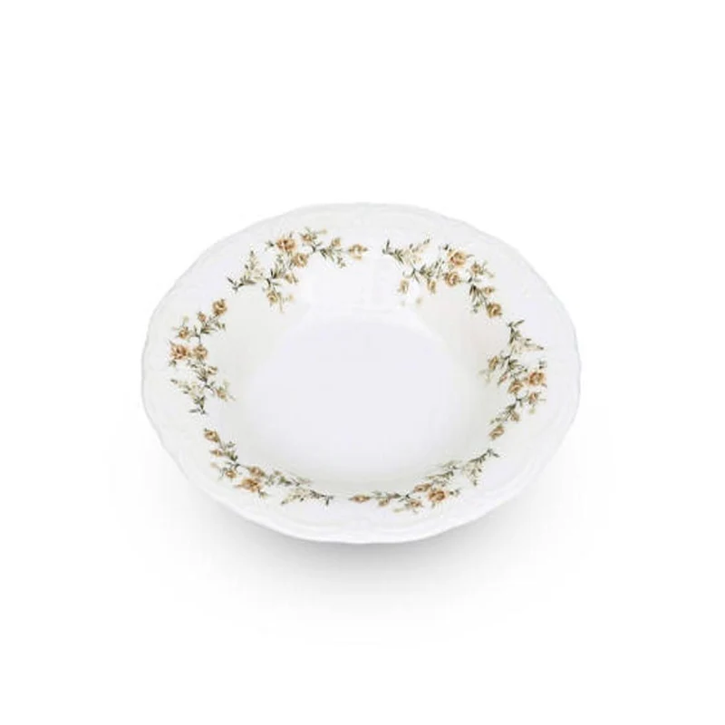Diep bord 23,5/14xH4cm brown flower Retro