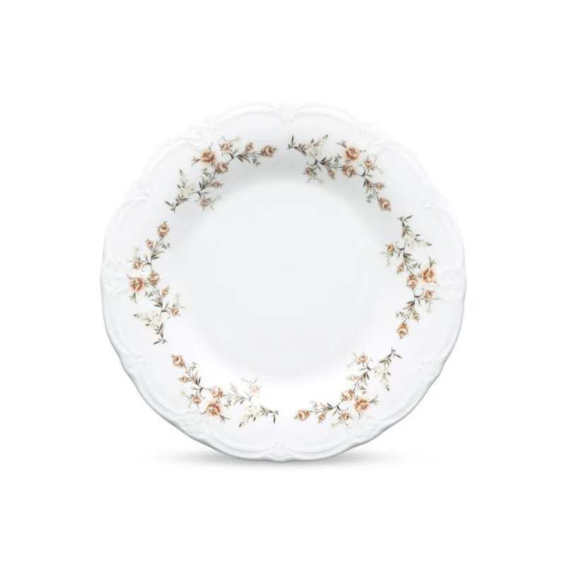 Plat bord 27,5cm brown flower Retro