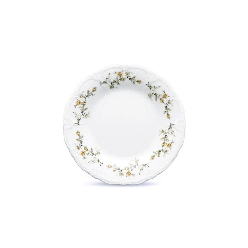 Plat bord 20,5cm brown flower Retro