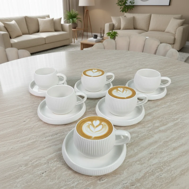 Lines ( BONDY LINE ) koffieset 12 Delig | 6 Persoons Wit